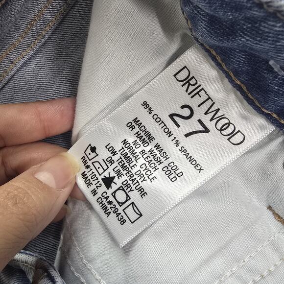 Driftwood Lulu Floral Embroidered Denim Shorts Raw Hem 4.5" Inseam Size 27 - Picture 3 of 7